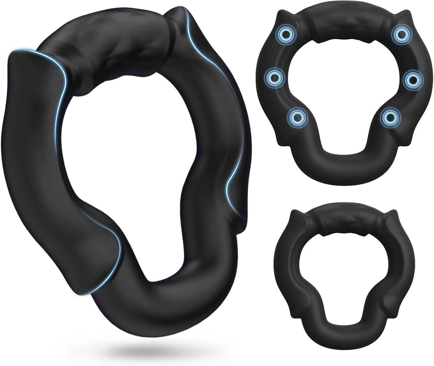 3-Piece Silicone HornLock Cock Ring Set
