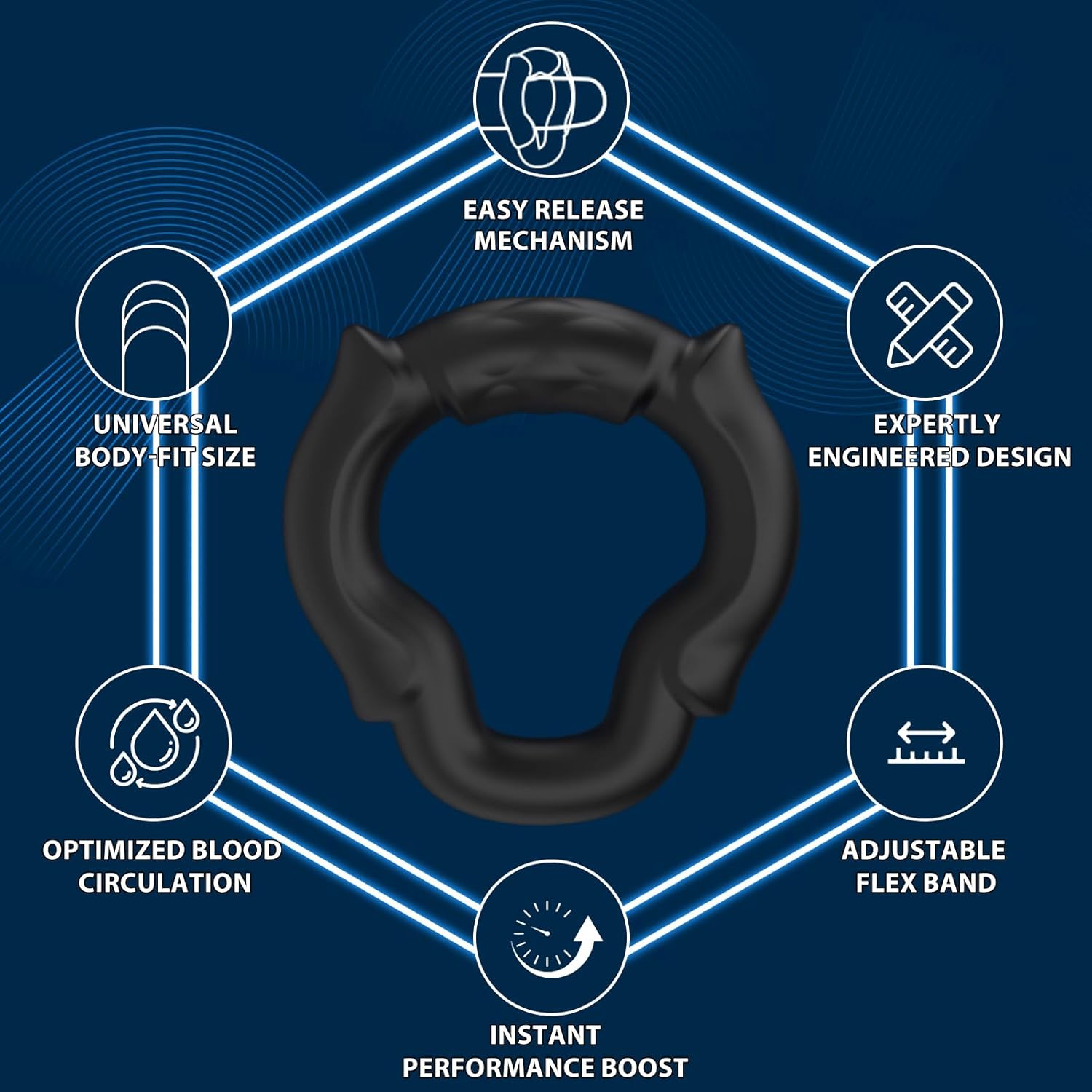 3-Piece Silicone HornLock Cock Ring Set